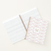 Aangepaste initiële stoffige roze botanische vlind notitieboek (Binnen)