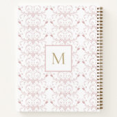 Aangepaste initiële stoffige roze botanische vlind notitieboek (Achterkant)