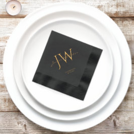 Aangepaste initiële zwarte gouden verjaardag folie servetten