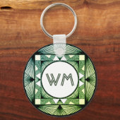 Aangepaste initiëlen Elegante Mannelijke Groene Ch Sleutelhanger (Voorkant)