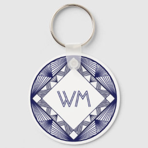 Aangepaste initiëlen Elegante mannelijke marinebla Sleutelhanger