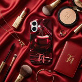 Aangepaste initiëlen in Luxe Maroon - Glanzend Rod Case-Mate iPhone Case