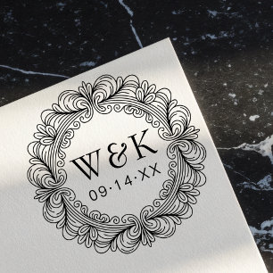 Aangepaste initiëlen van het bruidspaar voor de br  zelfinktende stempel