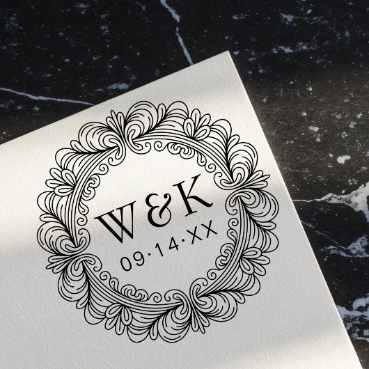 Aangepaste initiëlen van het bruidspaar voor de br zelfinktende stempel