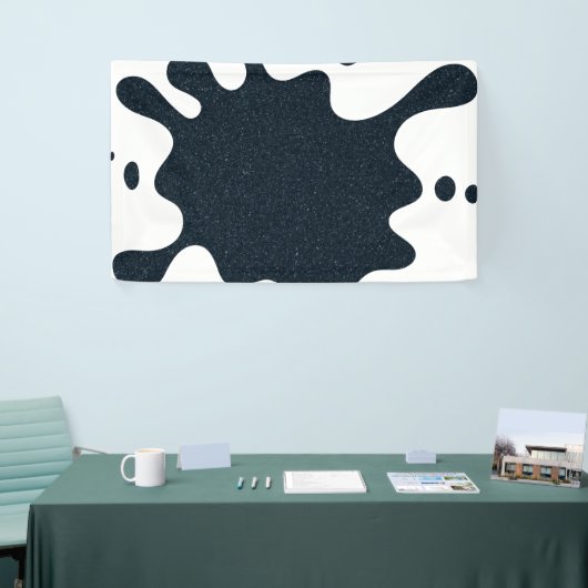 Aangepaste inkt spatbanner – houtskool op wit spandoek (Beurs)