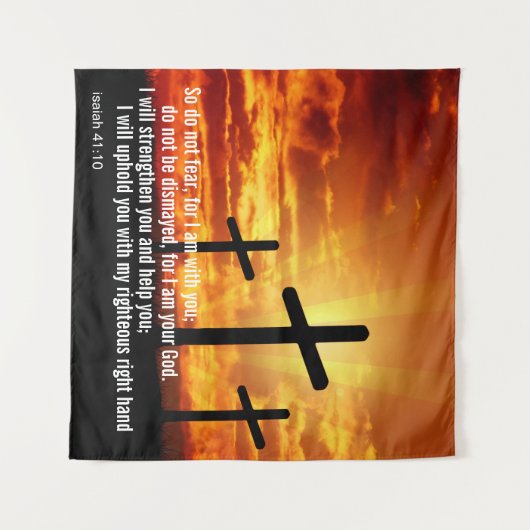 Aangepaste Inspirerend bijbel Verse Cross Sunset Wandkleed (Voorkant (horizontaal))
