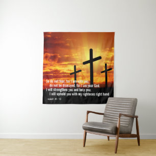 Aangepaste Inspirerend bijbel Verse Cross Sunset Wandkleed