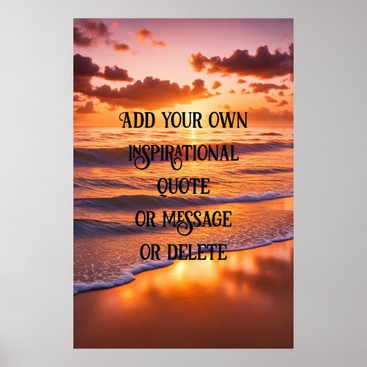 Aangepaste Inspirerend Quote Ocean Sunset Poster (Voorkant)