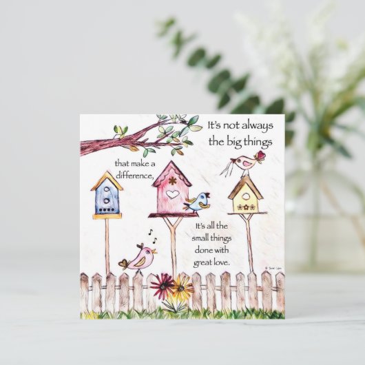 Aangepaste inspirerend vogelhuiskaarten (Staand voorkant)