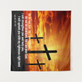 Aangepaste Inspirerende Bijbelvers Kruis Zonsonder Wandkleed (Voorkant (horizontaal))