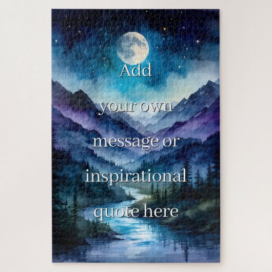 Aangepaste Inspirerende Citaat Maanverlichte Bergm Legpuzzel (Verticaal)