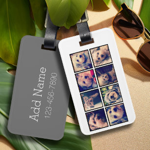 Aangepaste Instagram 8 foto collage tekst op achte Bagagelabel