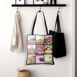 Aangepaste instagram afbeeldingen collage tote bag