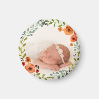 Aangepaste Instagram foto | Waterverf bloemenkrans Magneet