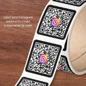 Aangepaste Instagram QR-code Zwart Vierkante Sticker