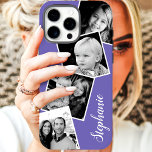 Aangepaste installagram Foto Collage Persoonlijke  Case-Mate iPhone Case<br><div class="desc">Aangepast installagram Foto Collage Paars Persoonlijke iPhone 11 Hoesje. Dit trendy moderne ontwerp kenmerkt een plaats voor vier vierkante foto's van de instagramstijl. Voeg jouw naam of tekst toe om dit aangepaste DIY-ontwerp verder aan te passen en kies uw eigen achtergrondkleur.</div>