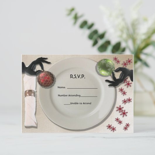 Aangepaste instemmende RSVP-kaarten voor feestdage RSVP Kaartje (Staand voorkant)