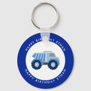Aangepaste introductiedag van Blue Dump Truck Sleutelhanger