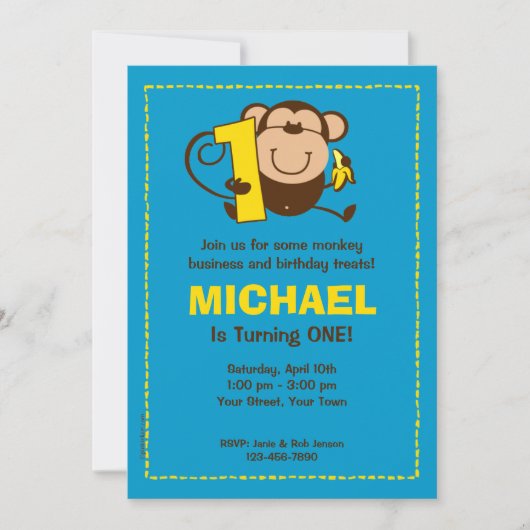 Aangepaste introducties voor kleine aap 1e verjaar kaart (Voorkant)