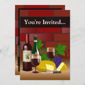 Aangepaste invitatie, wijn en kaastafel kaart (Voorkant / Achterkant)