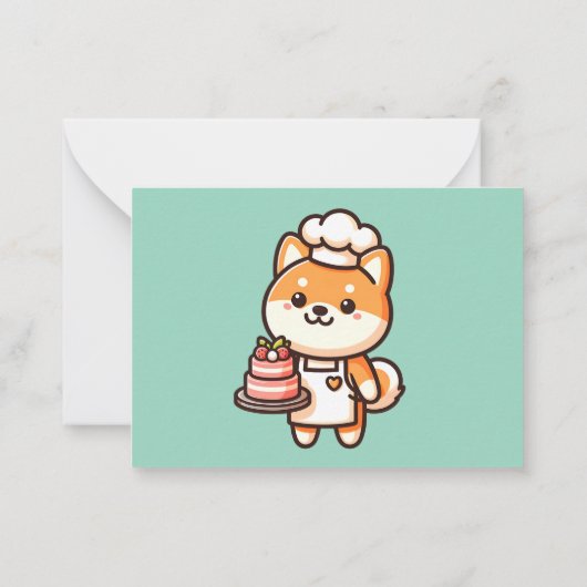 Aangepaste inwisselbare Ticket Gift Shiba Cake Cou Notitiekaartje (Achterkant)