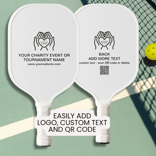 Aangepaste inzamelingsactie Logo, QR-code, liefdad Pickleball Paddle