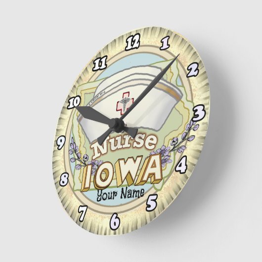 Aangepaste Iowa Nurse Clock Ronde Klok (Hoek)