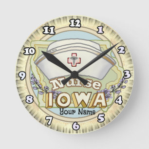 Aangepaste Iowa Nurse Clock Ronde Klok