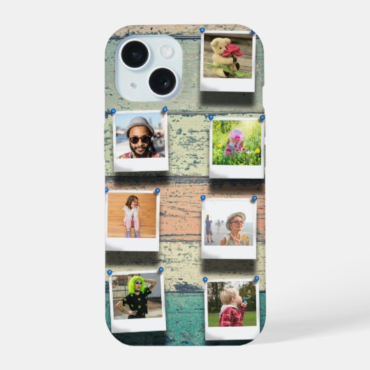 Aangepaste iPhone 15 7 foto collage Case (Achterkant)