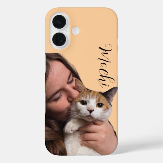 Aangepaste iPhone 16 Hoesje met Pet Foto en Naam (Achterkant)