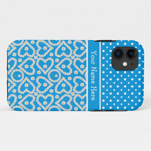 Aangepaste iPhone 5/5s Hoesje: Polkas, Daisies, Bl Case-Mate iPhone Case (Achterkant (horizontaal))