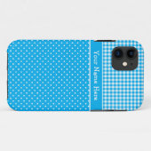 Aangepaste iPhone 5 Hoesje, Blauw Wit Polka's en c Case-Mate iPhone Case (Achterkant (horizontaal))