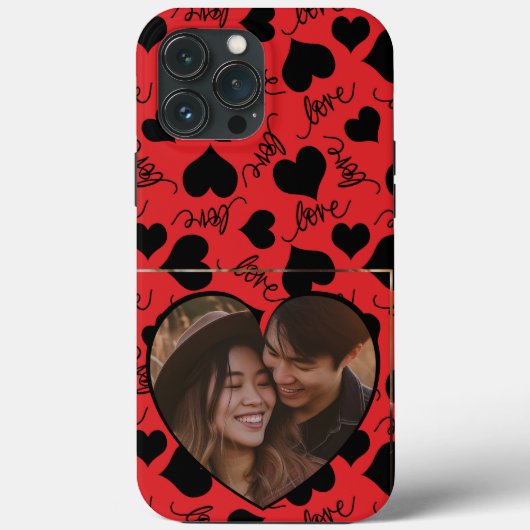 Aangepaste iPhone Case | Hartvormige LOVE Design r (Achterkant)