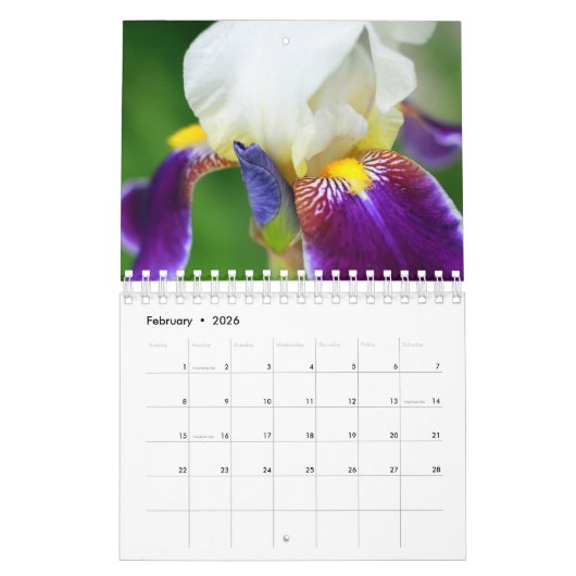 Aangepaste Iris Bloemenkalender | bewerkbaar jaar Kalender (Feb 2026)