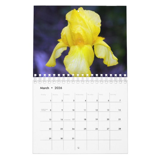 Aangepaste Iris Bloemenkalender | bewerkbaar jaar Kalender (Mar 2026)