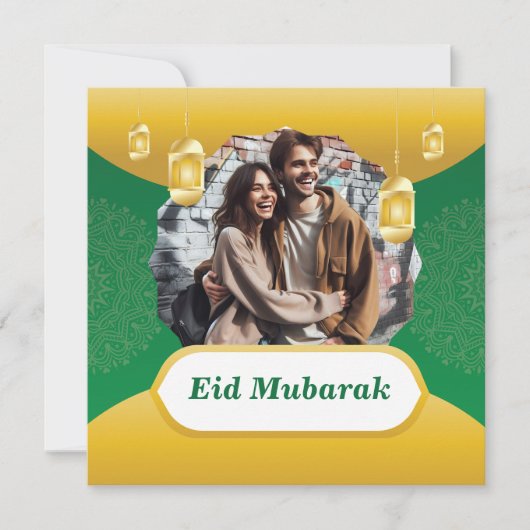 Aangepaste Islamitische Eid Mubarak-foto vakantiek Feestdagenkaart (Voorkant)