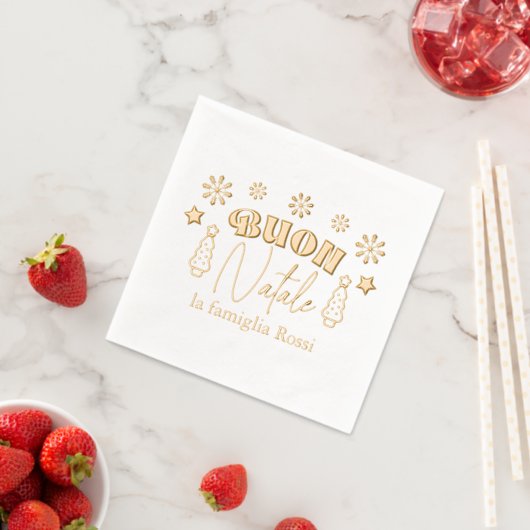 Aangepaste Italiaans Kerstfeest Buon Natale Folie Servetten (Insitu (Aardbei))