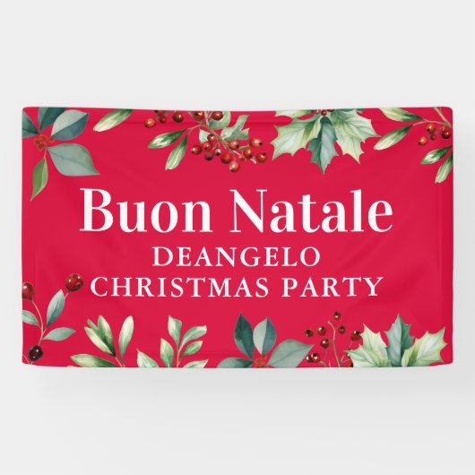 Aangepaste Italiaanse Achternaam Naam Kerstmis Spandoek (Horizontaal)