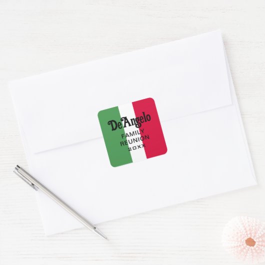 Aangepaste Italiaanse achternaam Reunion Vierkante Sticker (Envelop)
