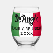 Aangepaste Italiaanse achternaam Vlag Kleuren Reün Wijnglas Zonder Voet (Achterkant)