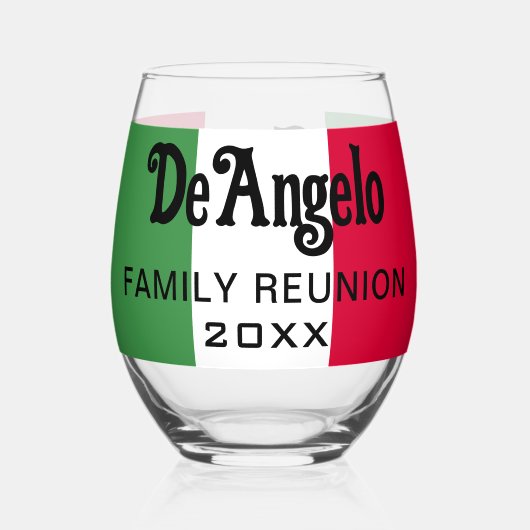 Aangepaste Italiaanse achternaam Vlag Kleuren Reün Wijnglas Zonder Voet (Achterkant)