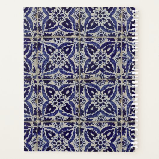 Aangepaste Italiaanse Azulejo Blue White Geometric Planner (Achterkant)