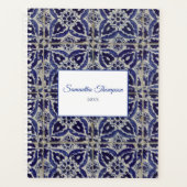 Aangepaste Italiaanse Azulejo Blue White Geometric Planner (Voorkant)