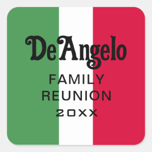 Aangepaste Italiaanse familienaam Naam Reünie Vierkante Sticker
