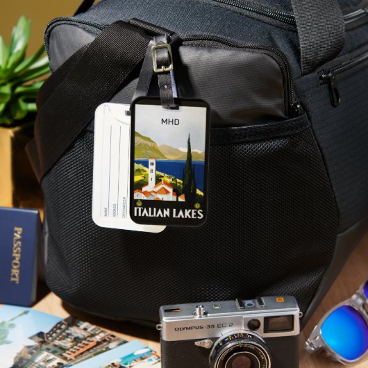 Aangepaste Italiaanse monogram Bagagelabel (Voorkant & Achterkant)