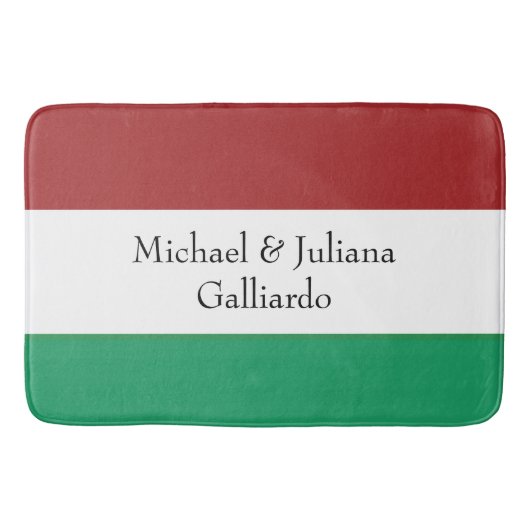 Aangepaste Italiaanse vlag kleuren achternaam naam Badmat (Voorkant)