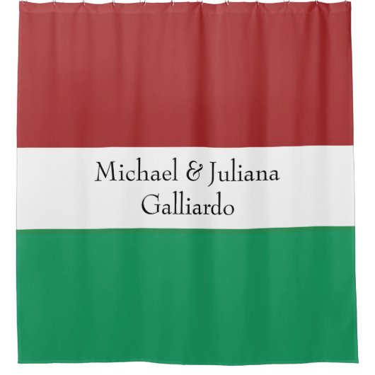 Aangepaste Italiaanse vlag kleuren achternaam naam Douchegordijn (Voorkant)