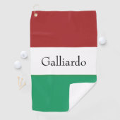 Aangepaste Italiaanse vlag kleuren achternaam naam Golfhanddoek (Insitu)