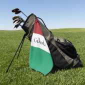 Aangepaste Italiaanse vlag kleuren achternaam naam Golfhanddoek (Groen)
