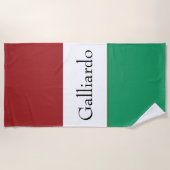 Aangepaste Italiaanse vlag kleuren achternaam naam Strandlaken (Voorkant)